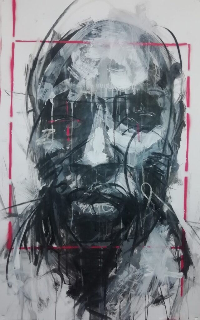 Dathini Mzayiya_Recognition II_ 2022_102 x 64 cm_Charcoal and mixed media on paper