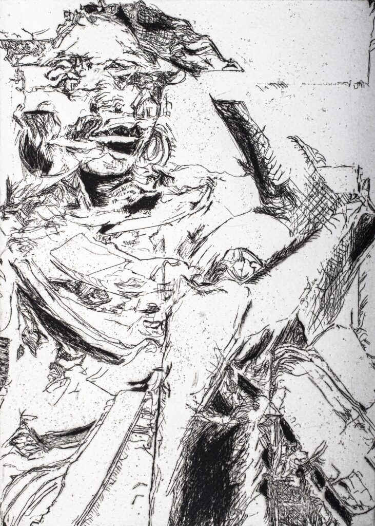 Kay-Leigh Fisher, Distorted Self Portrait 1 - 4, 2019, etching, 252 x 350 mm (2)