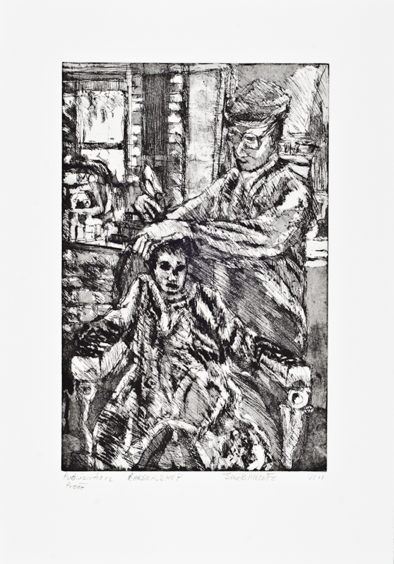 Molefe, Jacob_Barbershop (2011)_Linoprint_50 x 36 cm