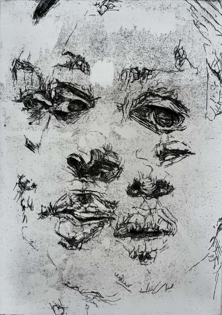 Kay-Leigh Fisher, Distorted Self Portrait 1 - 4, 2019, etching, 252 x 350 mm (4)